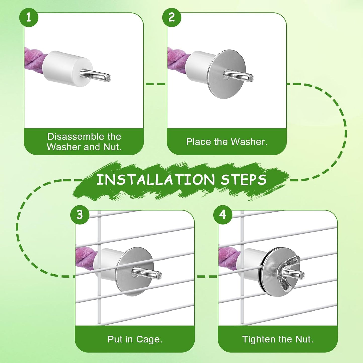 3 Pcs Gradient Bird Perching Rope Set, Bendable Bird Perching Rope for Parrot Cage, Gradient Wooden Birds Swing, Standing Climbing Toys for Parrots, Lovebirds, Budgies and Larks