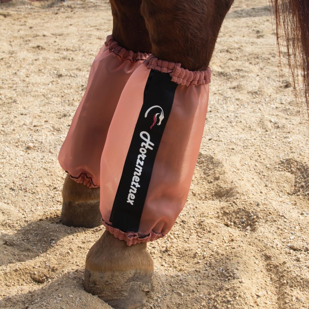 Tear-Resistant Fine Mesh Horse Fly Boots Breathable Fly Boots with Thickened Webbing Hook and Loop Lightweight Summer Leg Protection to Prevent Mosquito & Fly Bites Set of 4 (Pink)