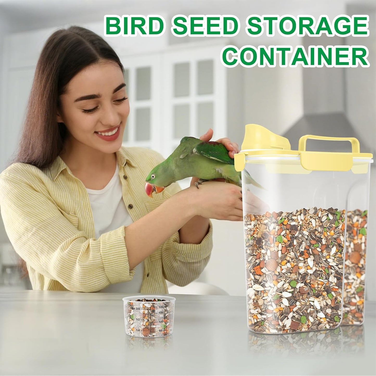 TBMax Dog Cat Food Storage Containers 2 Pack 10 Lbs to 14 Lbs Airtight Pet Food Container Dispenser with Large Spout & Portable Handle, Travel Dog Treat Cat Food Storage Bin Bird Seed Container