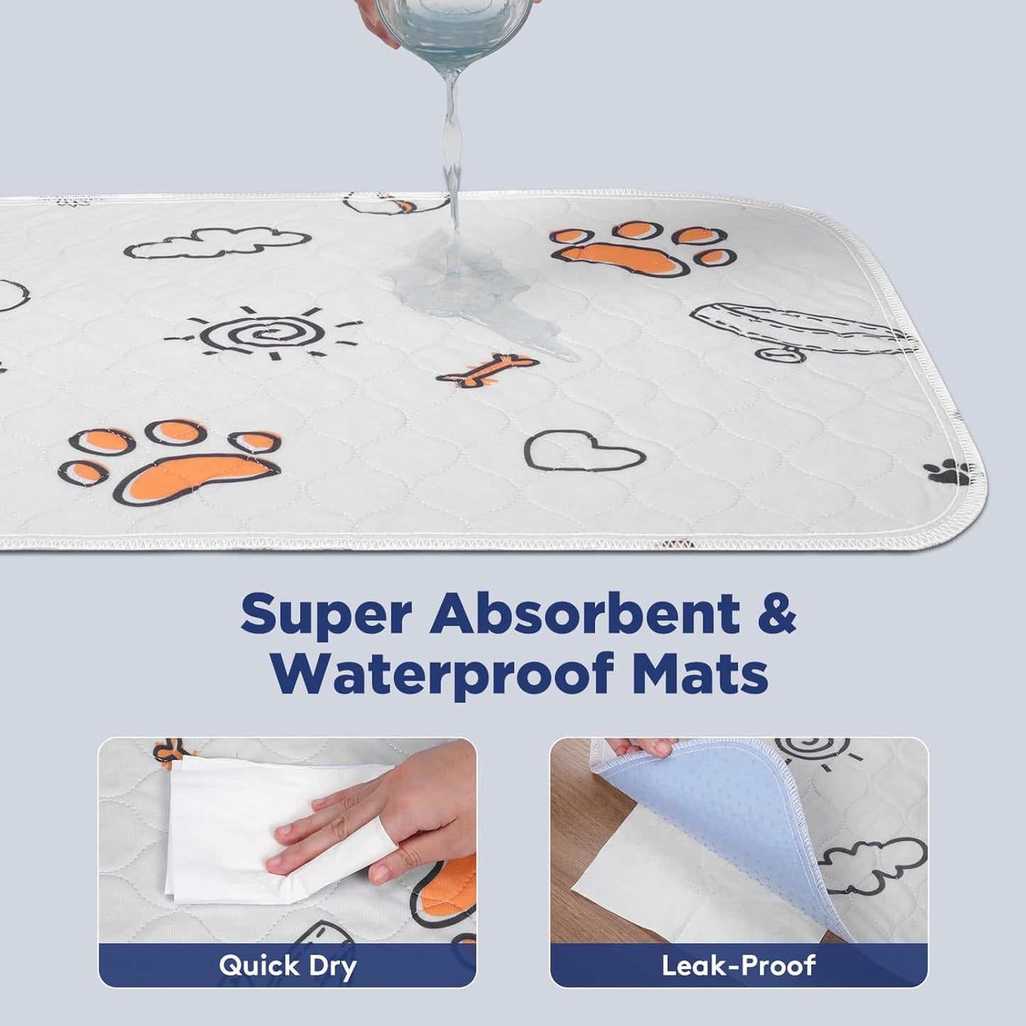 Washable Pee Pads for Dogs, 2 Pack Large 48"x48" Super Absorbent Reusable Pads for Dog Training Pads, 100% Waterproof Non-Slip Pee Pads Whelping Pads Dog Playpen Pads Crate Mat Bed Pads Dog Products