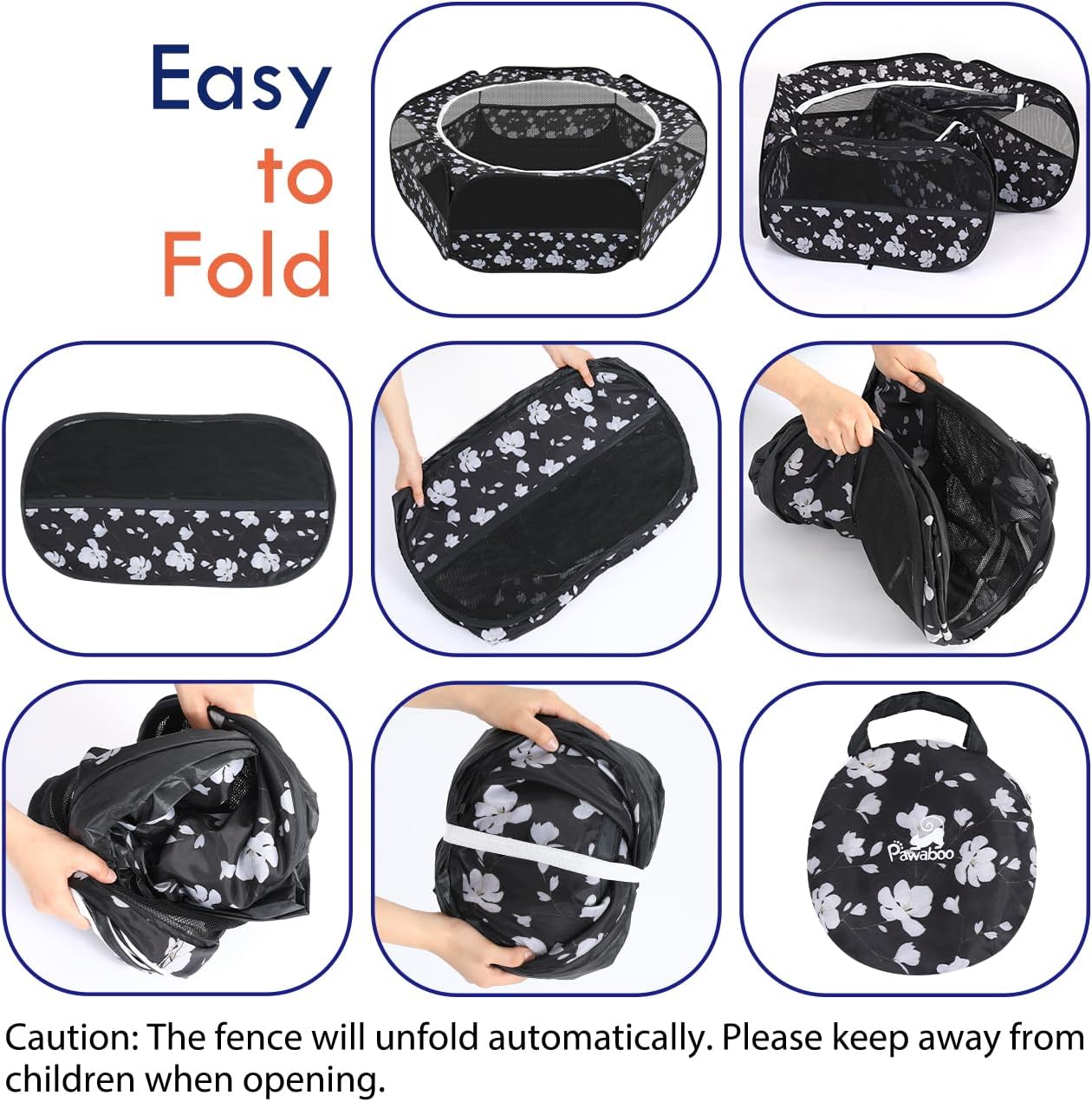 Pawaboo Small Animals Playpen, Waterproof Small Pet Cage Tent with Zippered Cover, Portable Outdoor Yard Fence with 3 Metal Rod for Chick/Kitten/Puppy/Guinea Pig/Rabbits/Hamster/Chinchillas, Magnolia