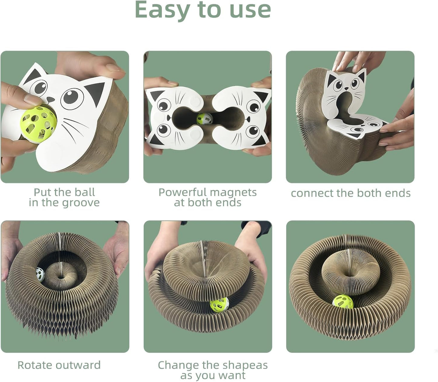 Interactive Scratching Board for Playful Kitties Magic Accordion Cat Scratching Post, Fun Cat Toys for Indoor Cats 1Pack