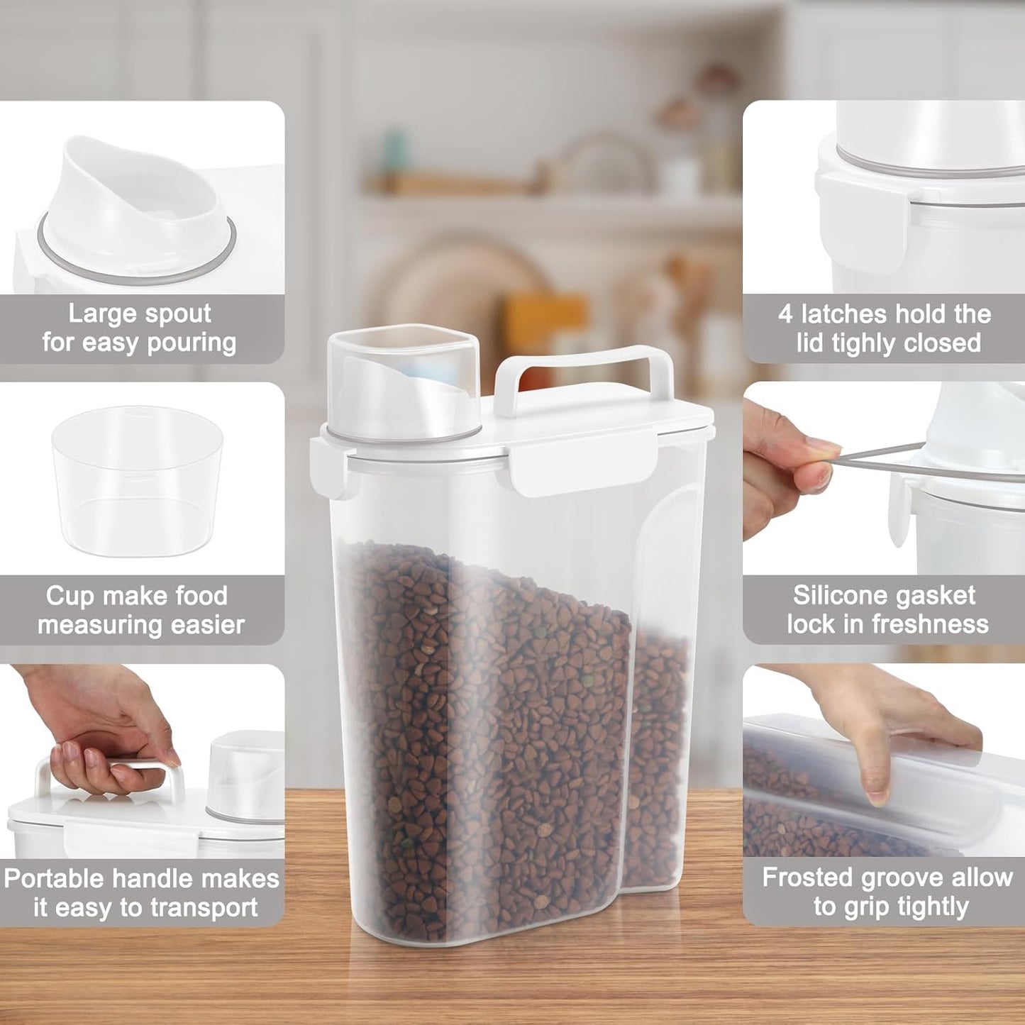 TBMax Airtight Pet Dog Cat Food Container Bird Seed Storage Container with Easy-Pouring Spout and Cup, Portable Travel Kibble Storage Dispenser for Small Animal Food Storage
