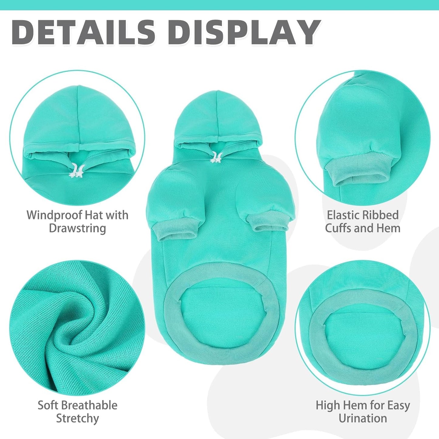 KOOLTAIL Basic Dog Hoodie - Soft and Warm Dog Hoodie Sweater with Leash Hole and Pocket, Dog Winter Coat, Cold Weather Clothes Sweatshirt for Small Medium Large Dogs Puppy Cat Boys Girls XL/XXL