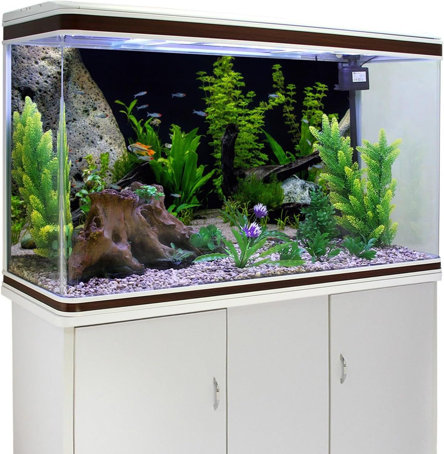 AWERT Vinyl Underwater Aquatic Plant Fish Tank Background Stone River Bed & Lake Aquarium Background 48x20 inches
