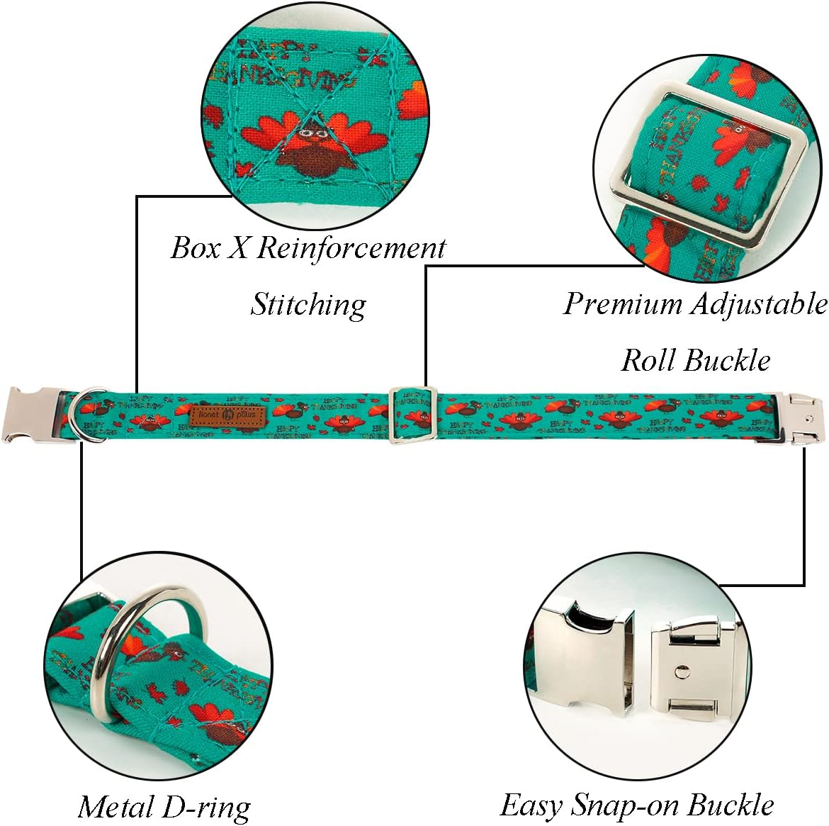 Lionet Paws Thanksgiving Day Dog Collar with Bowtie, Dog Sailor Bow Collar with Metal Buckle for Dogs and Cats, Adjustable Comfortable Dog Collar Girl Gift, S, Neck 10-16 in