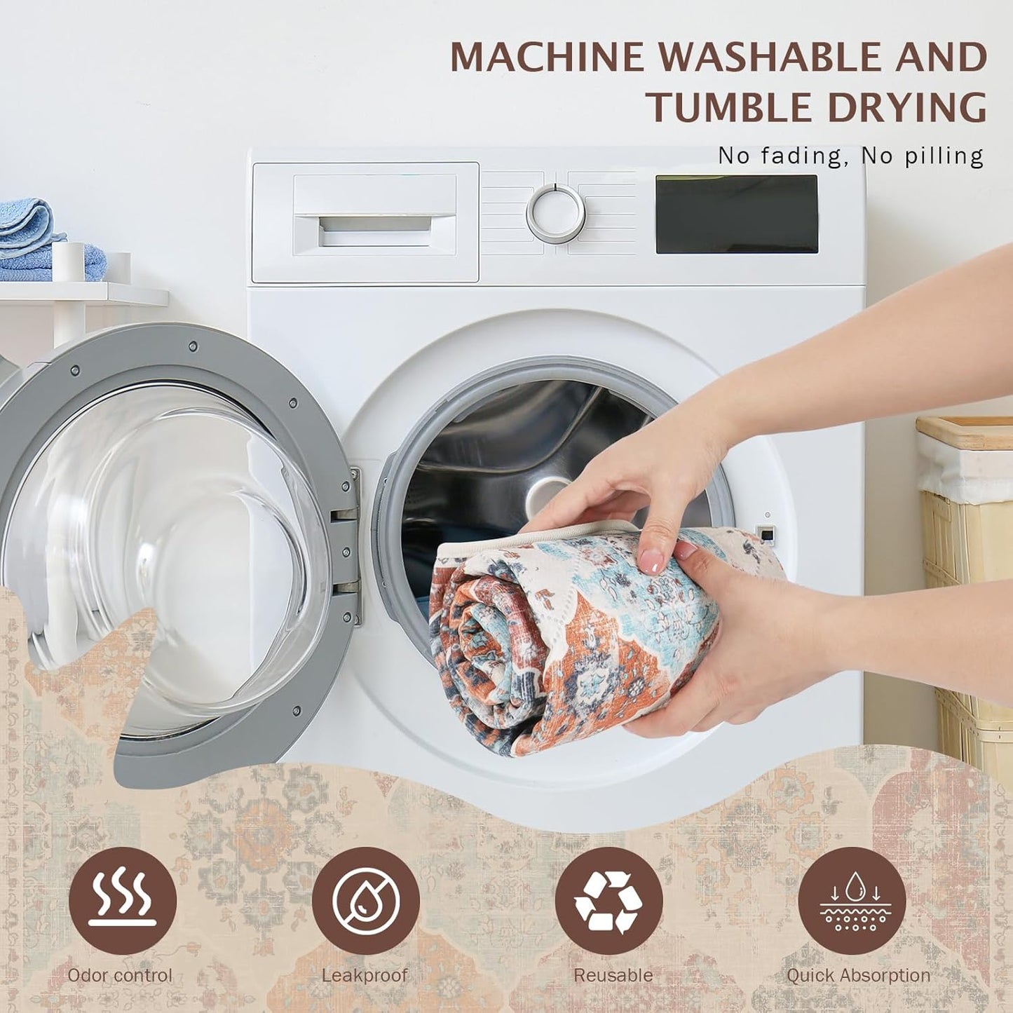 IEUUMLER Washable Pee Pads for Dogs, 2 Pack Reusable Non-Slip Grip, Super Absorbent Waterproof Puppy Pads for Potty Training, Playpen, Crate, Whelping Box EU011 (Orange, 24" x 18")