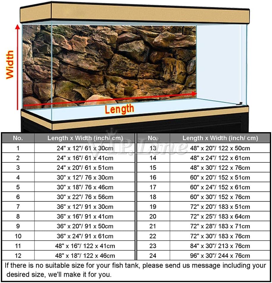 Rock Wall Aquarium Background Poster PVC Fish Tank Decor Landscape 24 36 48 72 (48" x 20"/ 122 x 50cm)