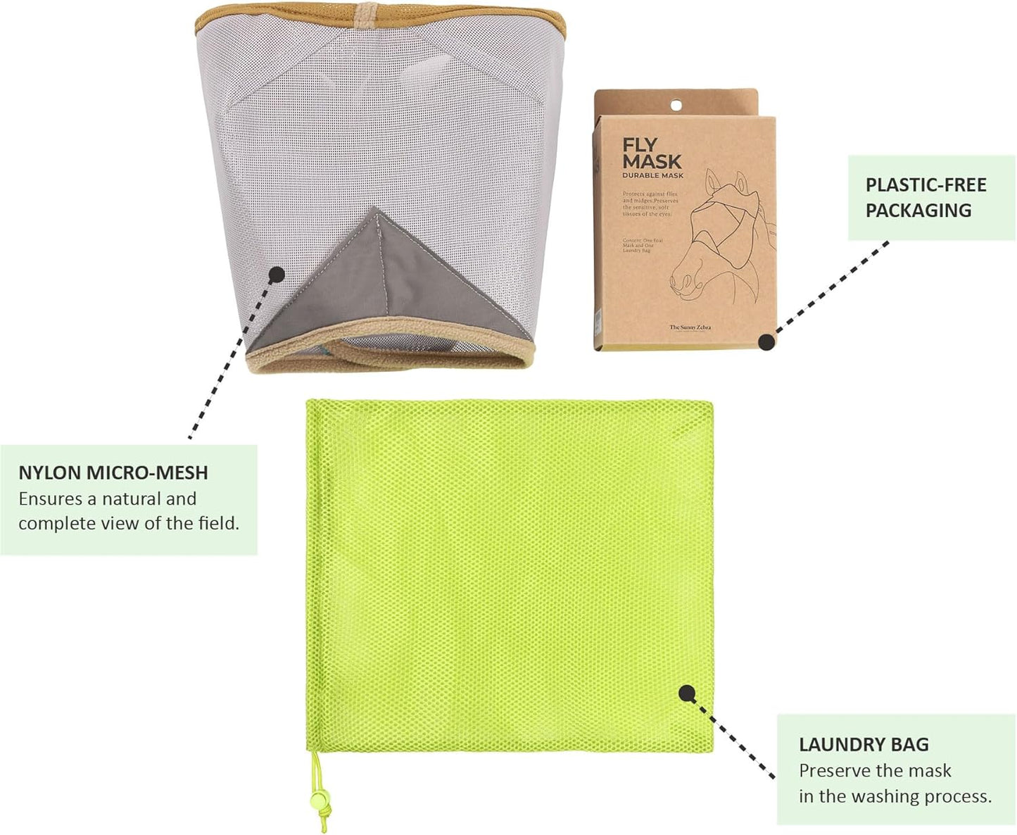 Fly Masks for Horses, 70% Uv-Block, Breathable Fly Mask for Equines, Durable, Comfortable Fit for All-Day Protection, Horse Size (Horse Fly Mask, Standard)