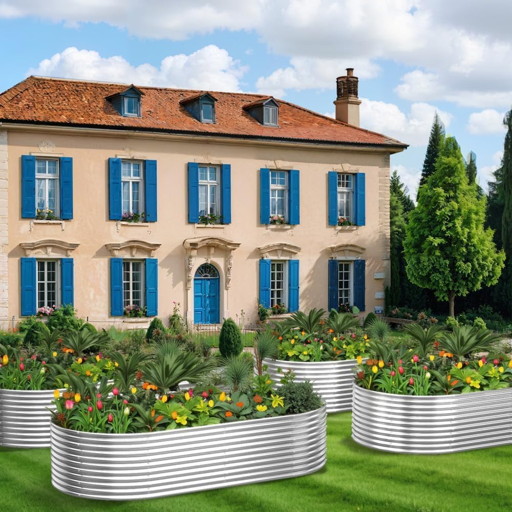 FRIZIONE 2pcs Tall 6x3ft Galvanized Raised Garden Bed Outdoor,Steel Garden Bed for Vegetables,Above Ground Garden Box for Flower,Metal Raised Beds for Gardening