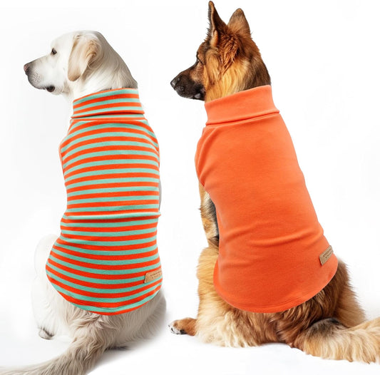 KYEESE 2Pack Dog Sweater Stretchy Large Pets Sweater Pullover Pet Sweatshirt Soft Dog Sweaters for Medium Dogs Boy Warm Pets Coats Turtleneck Dogs Clothes