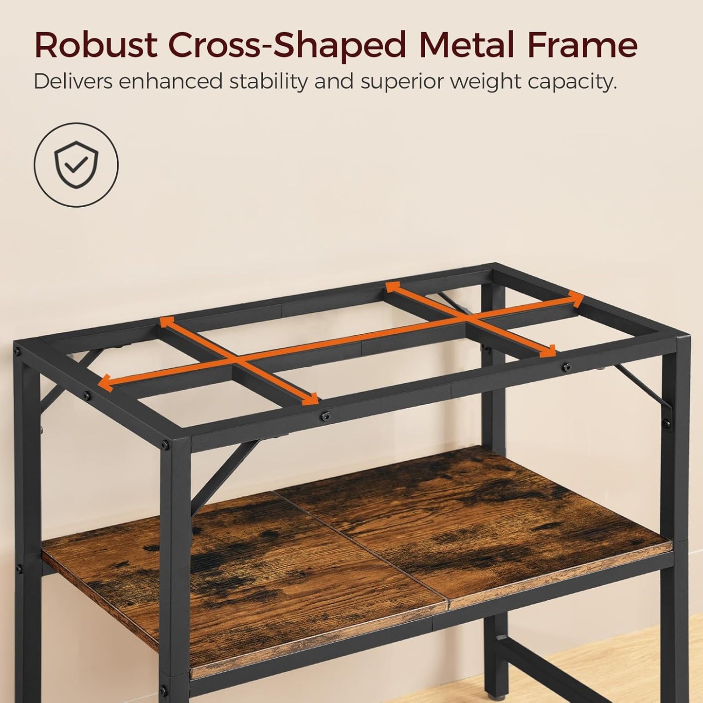 40-50 Gallon Fish Tank Stand, Aquarium Stand with 2-Tier Storage Shelves, Heavy Duty Breeder Turtle Terrarium Stand Rack for Home Office, 36.2" L x 18.9" W x 24.4" H, Rustic Brown FTHR4001