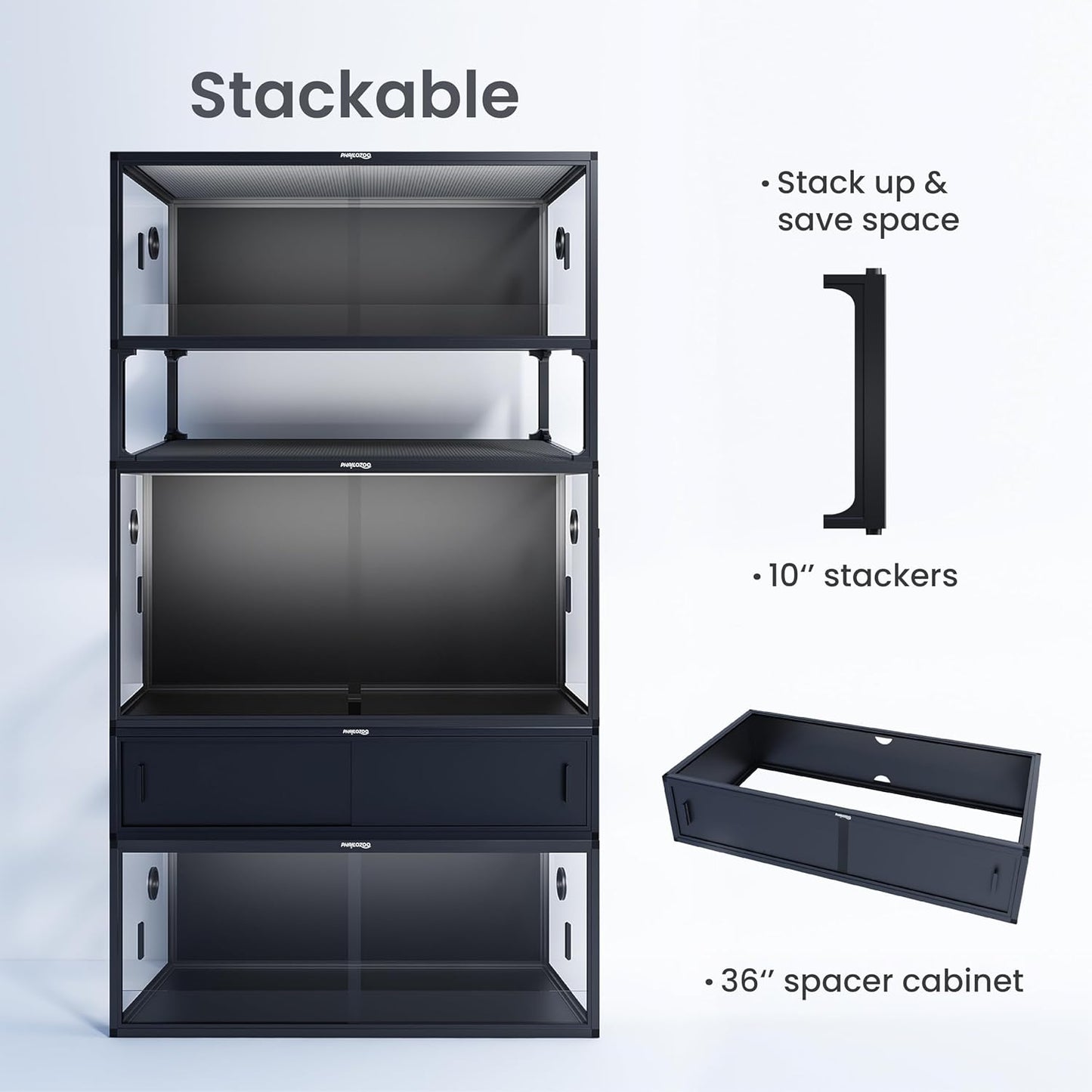 50 Gallon Bearded Dragon Tank, Reptile Enclosure for Easy Maintenance, Front Opening Reptile Tank with Top Screen Ventilation & Glass Sliding Door 36''x18''x18''