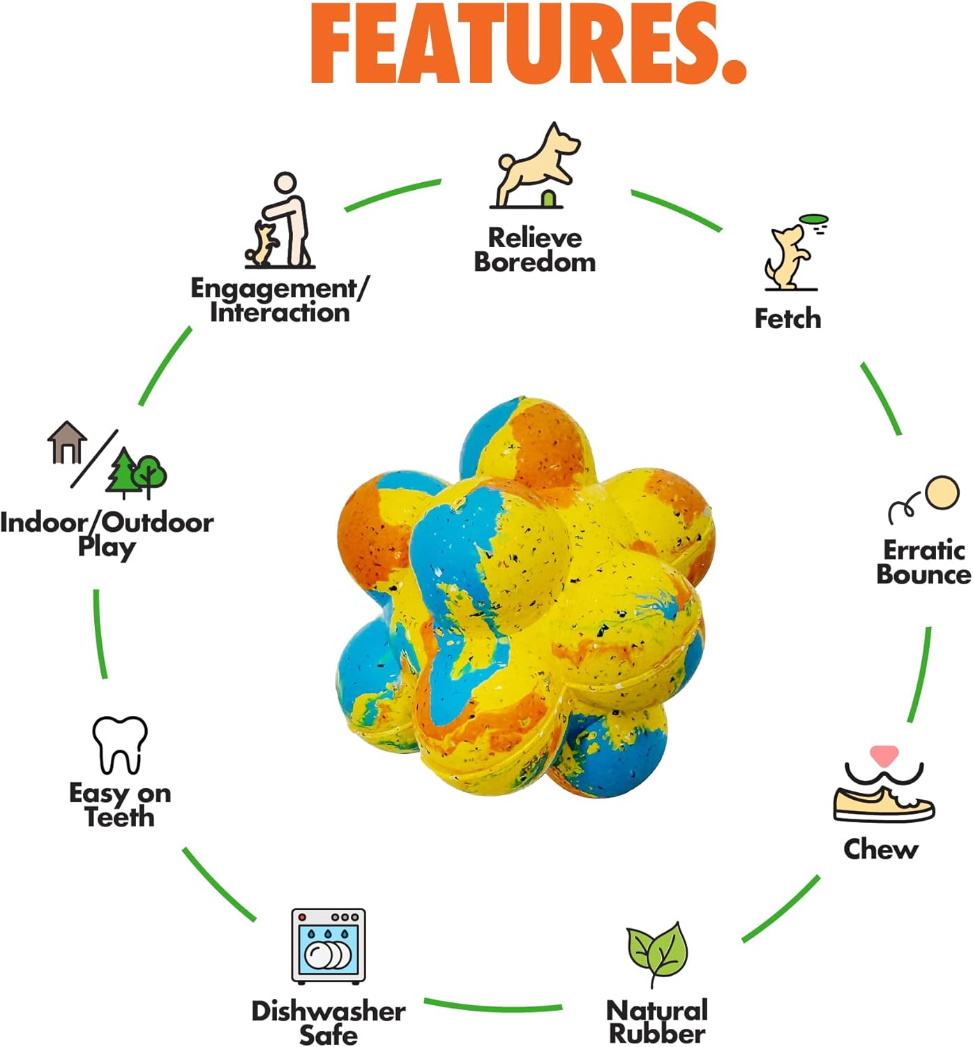 Max Fusion with Nike Grind, Arlee Pop It Dog Toy, Chew Toy for Play, Fetch, Tug, M