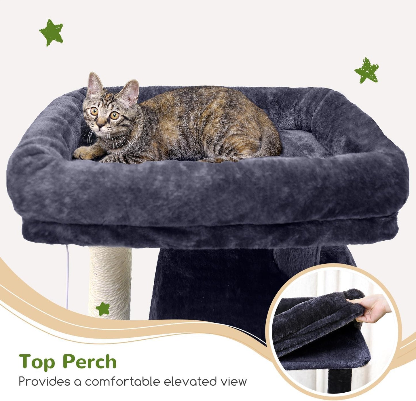 Globlazer Heavy Duty Cat Tree, 70 inch Sturdy Cat Tree for Indoor Cats Extra Large Cat Tower with Scratching Post, Hammock, Cat Condo for Adult Cats Kittens, F70 Pro, Dark Grey