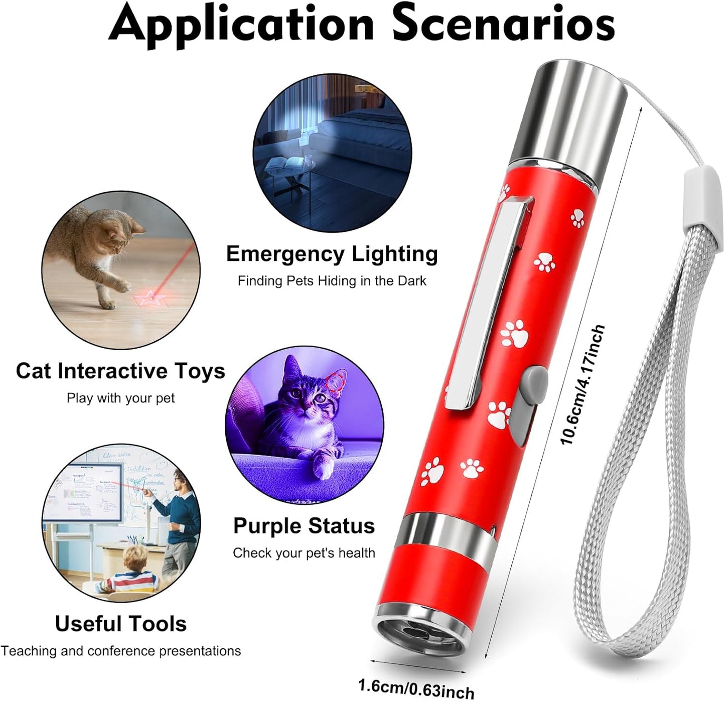 EAWONGEE Cat Toys, Rechargeable Interactive Toy for Cats with 7 Light Projection Modes, Indoor Kitty Pet Dog Toy for Training Chaser, 2 PCS Red