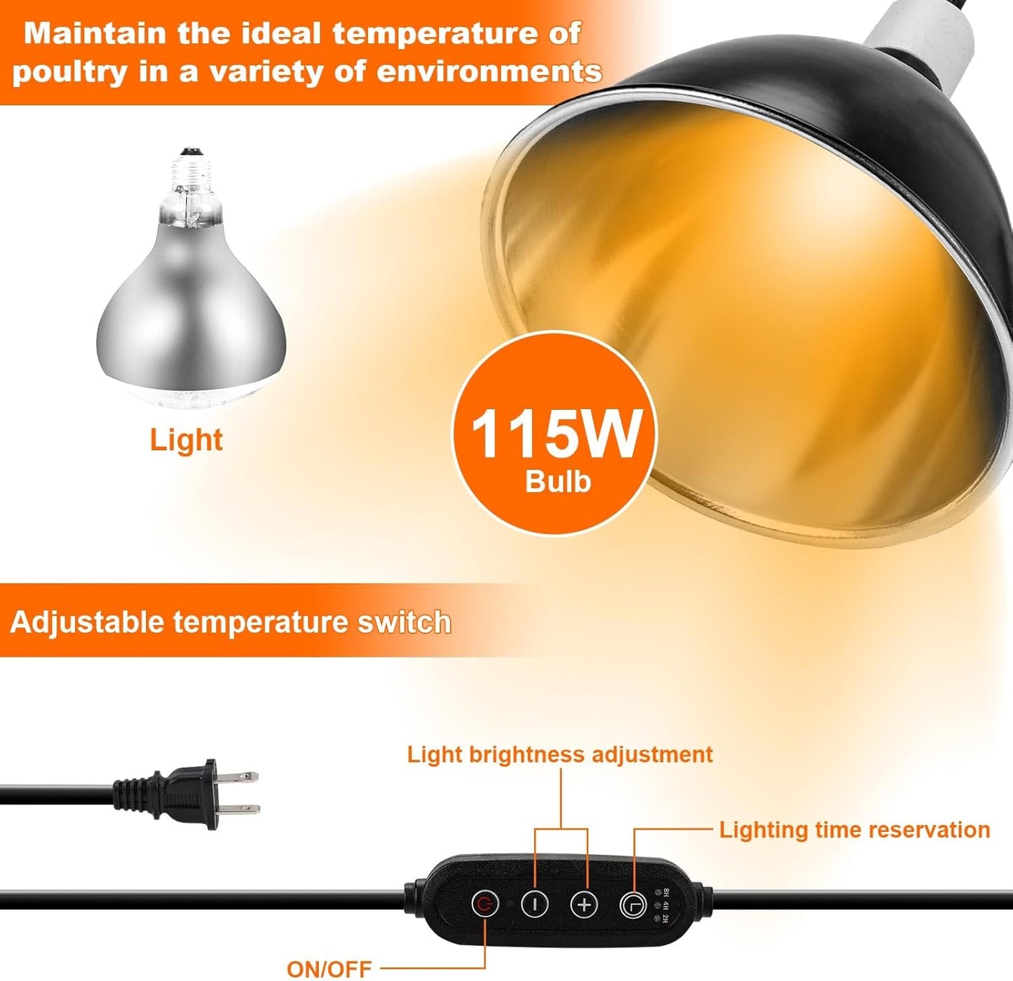 Chicks Brooder Box for Chicken Starter Kit- Includes Timing Heat Lamp Set, Detachable Chicken Brooder, Up to 15 Chicks, Sawdust, Chick Feeder and Waterer Set, Chick Perch 6-in-1 Chicken Coop Set.(B)