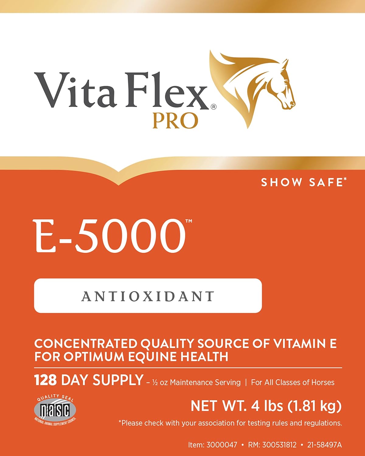 Pro E-5000 Premium Quality Horse Vitamin E, 4 lbs., 128-Day Supply