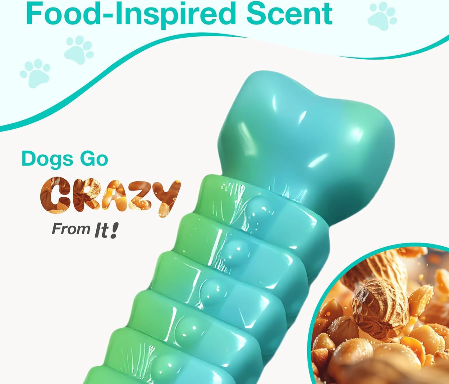 Tough Dog Toys for Aggressive Chewers - Indestructible Chew Toy Bone for Medium & Large Breeds, Keeps Dogs Busy & Cleans Teeth - Peanut Flavored