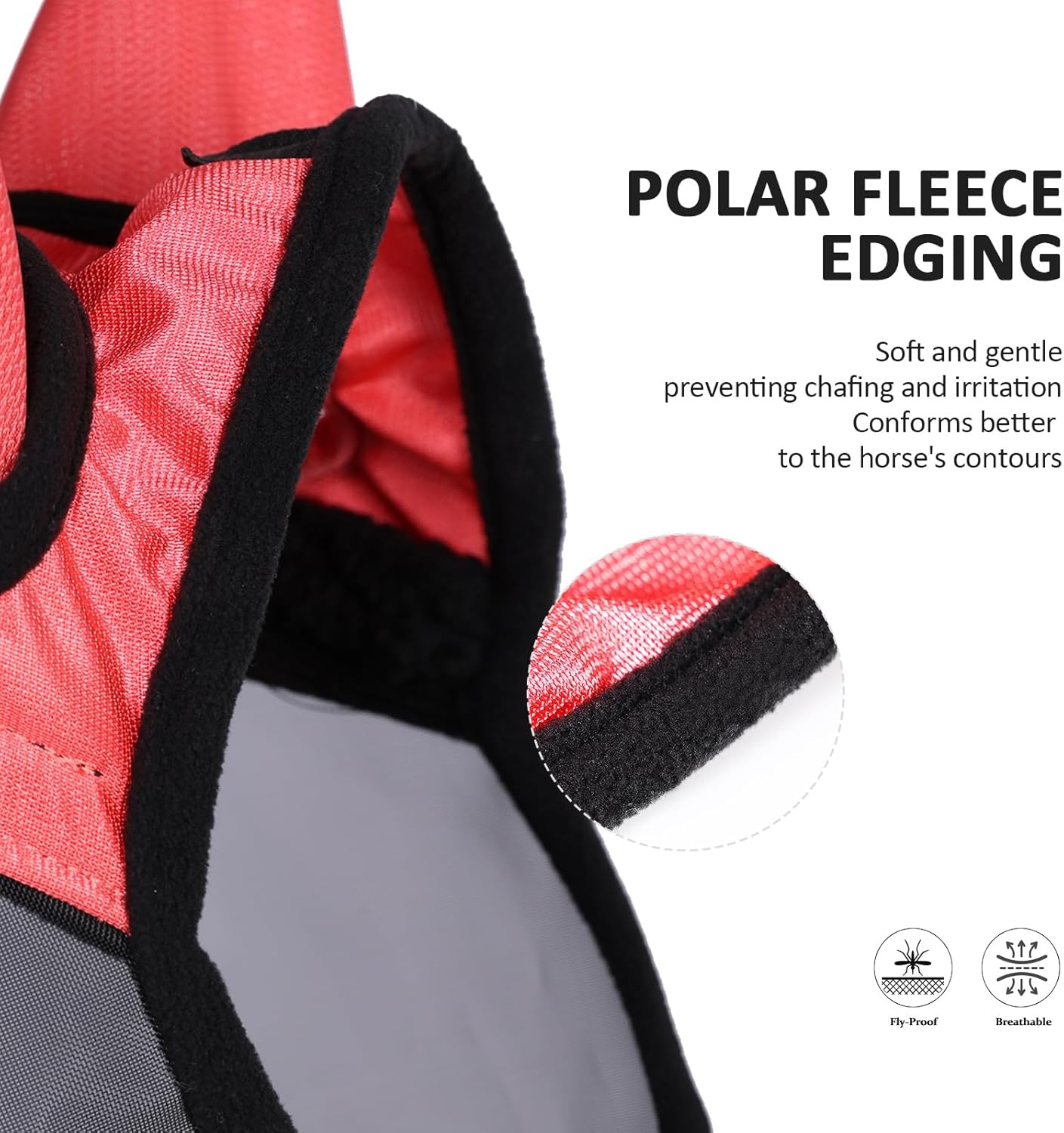 Harrison Howard Pro Luminous Horse Half Face Fly Mask Large Eye Space with Ears UV Protection for Horse Coral Orange L