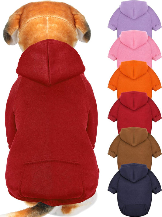 6 Pieces Dog Hoodie Dog Clothes Sweaters with Hat, Pet Winter Clothes Warm Hoodies Coat Sweater for Small Dogs Chihuahua (XS)