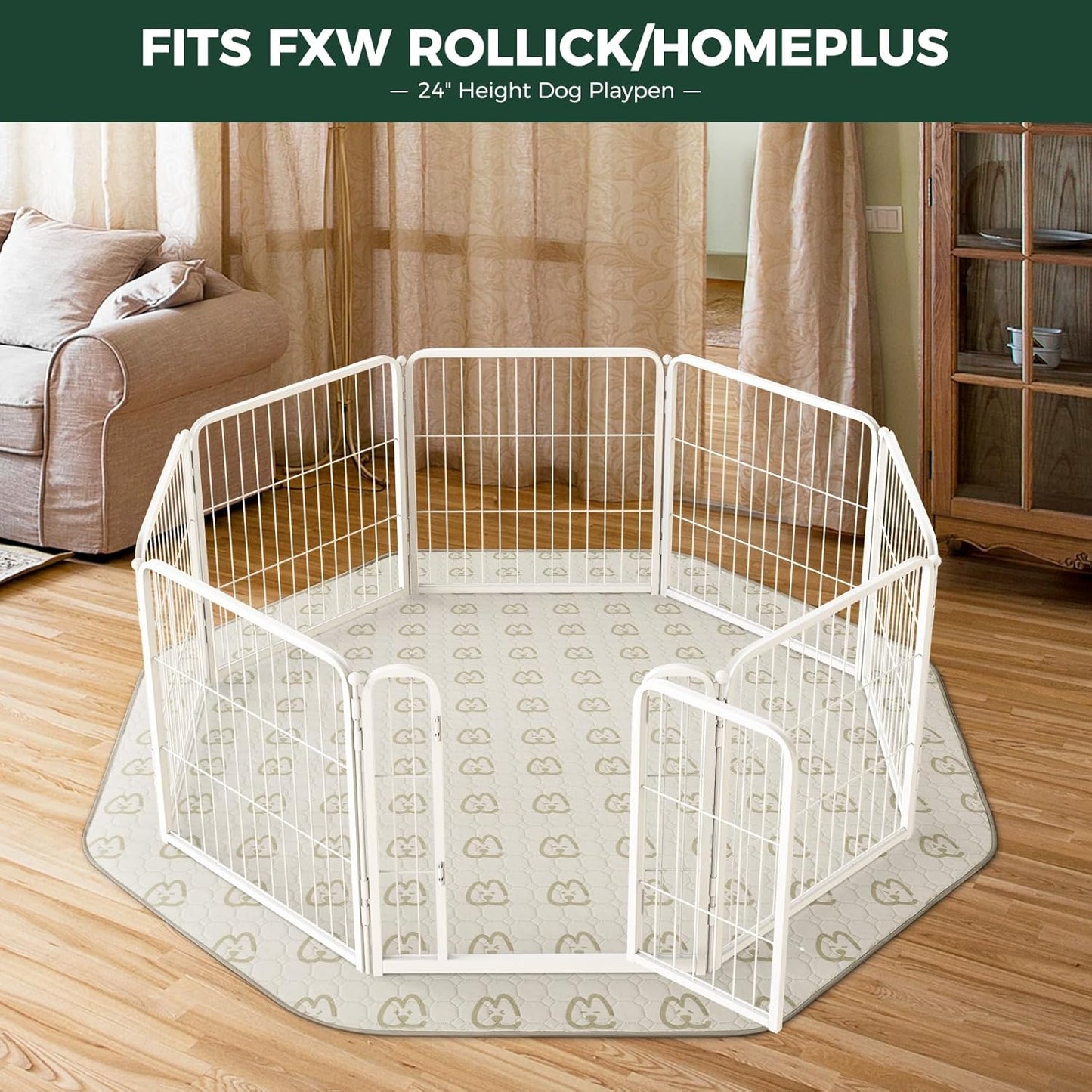FXW Washable Pee Pads for Dogs, Puppy Pads with Super Absorbent, Specifically Designed for FXW Rollick/Homeplus 24inch 8 Panels Dog Playpen, 29" Octagon, Khaki, 1 Pack