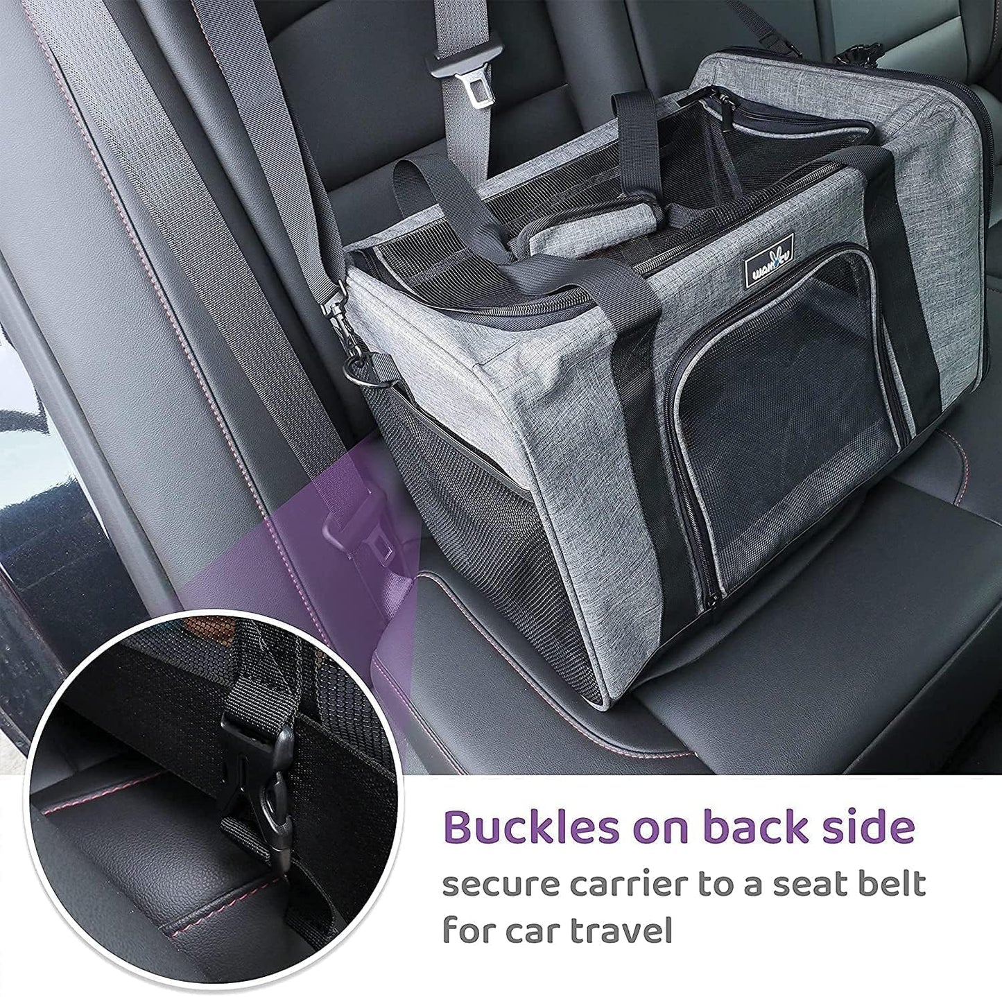 Pet Carrier for Small Cats Dogs, Dog Carrier Travel Bag with Adequate Ventilation, 5 Mesh Windows, 3 Entrance, Locking Safety Zippers, Padded Shoulder and Carrying Strap, Medium