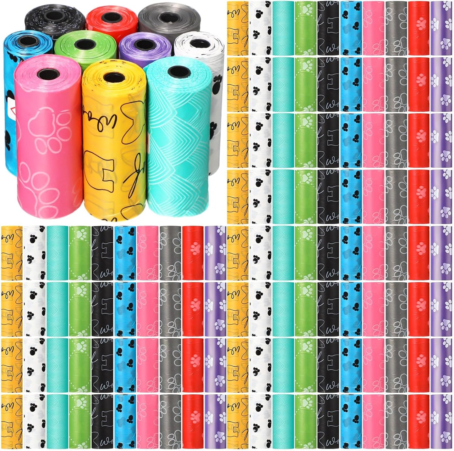 Thenshop 3000 Counts 200 Rolls Dog Poop Bag Plastic Dog Waste Bags Disposable For Doggie Pets Poop Outdoor Walking Travel Mixed Colors(Lovely Style)