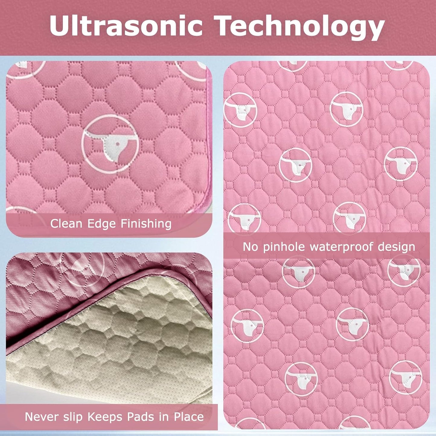 PJYuCien Washable Dog Playpen Mat, 36”x 36” Pink, Leak-Proof Reusable Puppy Pee Pads, Non-Slip Pee Mat for Whelping Pads, Crate, Potty Training, Puppy Playpen (Note: Mat Only, Playpen Not Included)