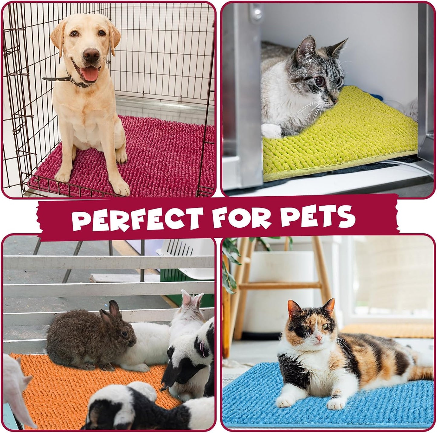 Barydat 8 Pcs Guinea Pig Cage Liner for Guinea Pig Cage Bedding Reusable Rabbit Mat Pad Washable Training Pad Animal Sleeping Bedding Mat(16x12'',Champagne, Lake Blue, Dark Purple, Grass Green)