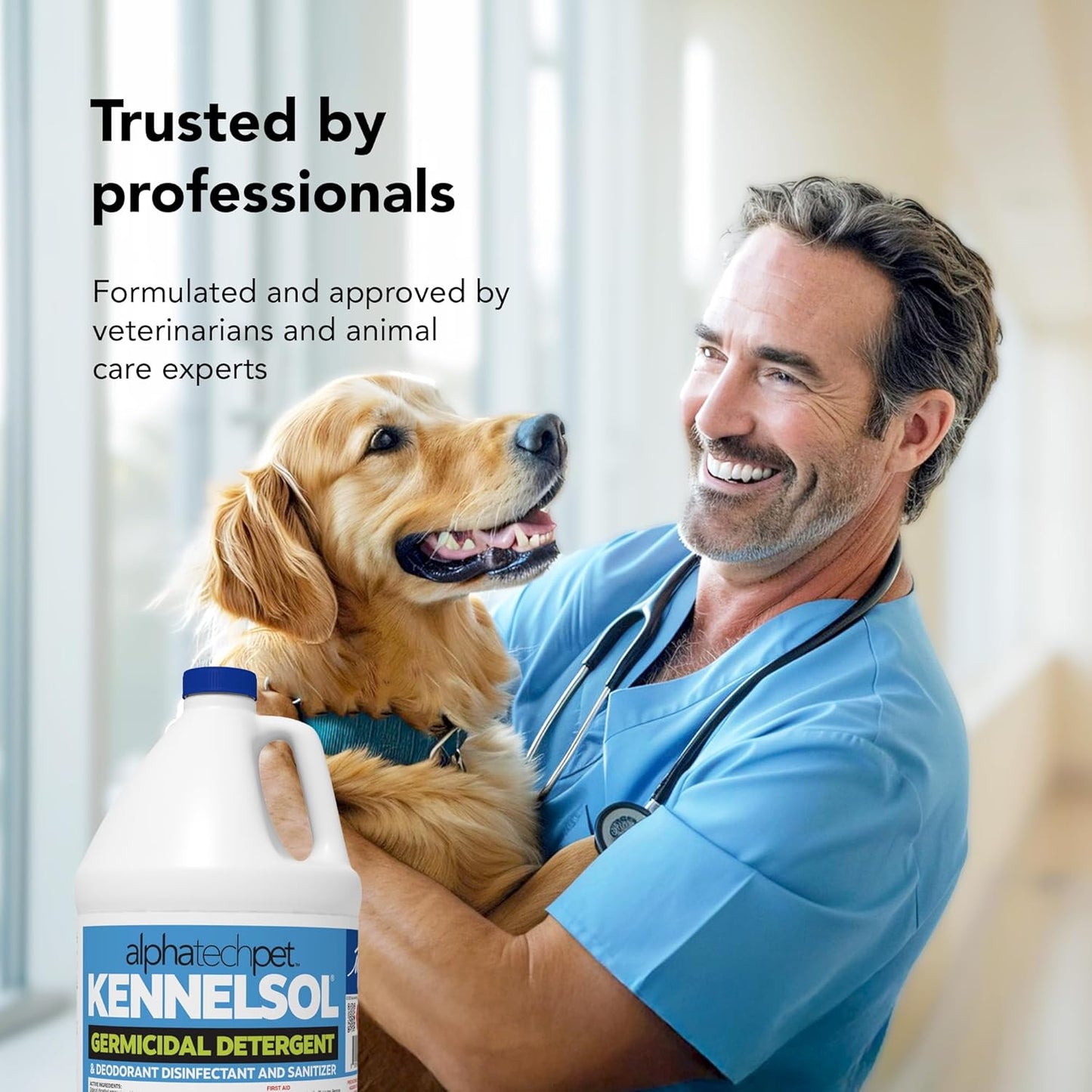 ATP KennelSol 1-Step Kennel Cleaner - 1 Gallon (Pack of 4) Liquid Disinfectant, Effective Against Bacteria and Viruses, Deodorizer Wintergreen Scent by Alpha Tech Pet