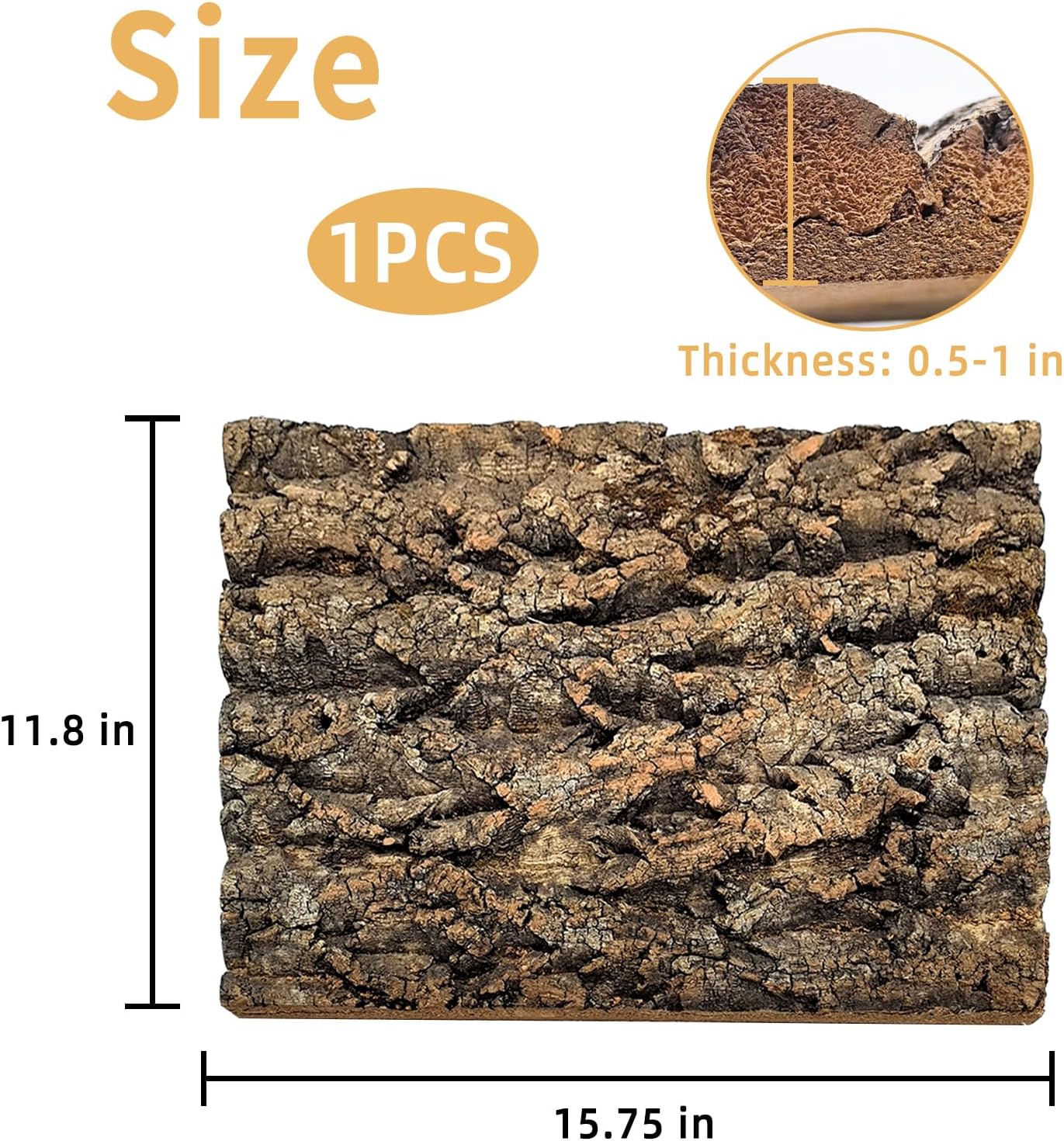 Tfwadmx Terrarium Cork Bark Background, 11.8"x15.75" Thickened Reptile Tank Tree Backdrop Wall Decor Habitat Climbing Mat Decoration for Lizard, Turtle, Gecko, Bearded Dragon, Frog, Chameleon