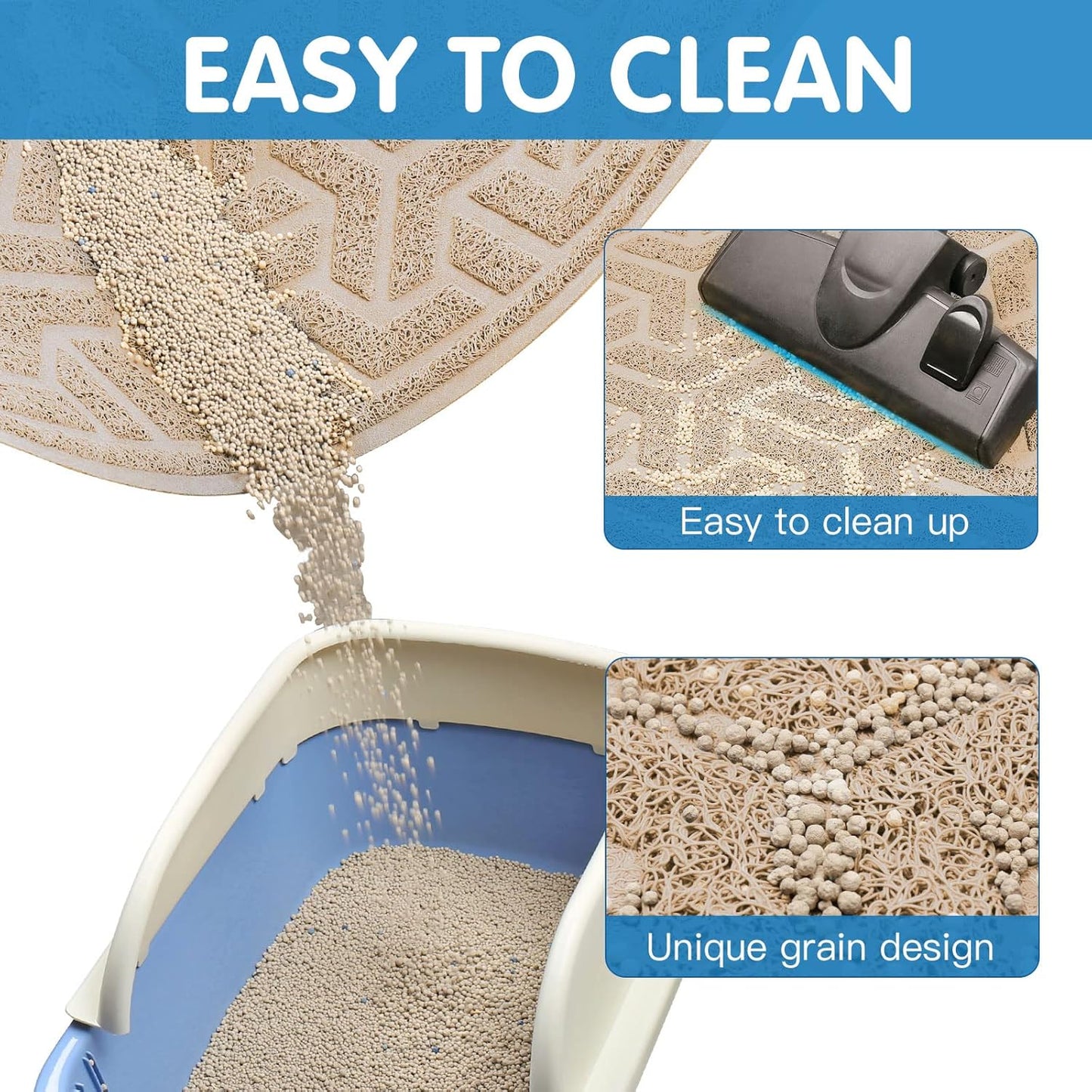 UPSKY Cat Litter Mat, Litter Trapping Mat Soft on Kitty Paws, Large Litter Box Mat 35" x 24" Scatter Control for Indoor Cats Waterproof and Extra Large Pretty Litters Carpet