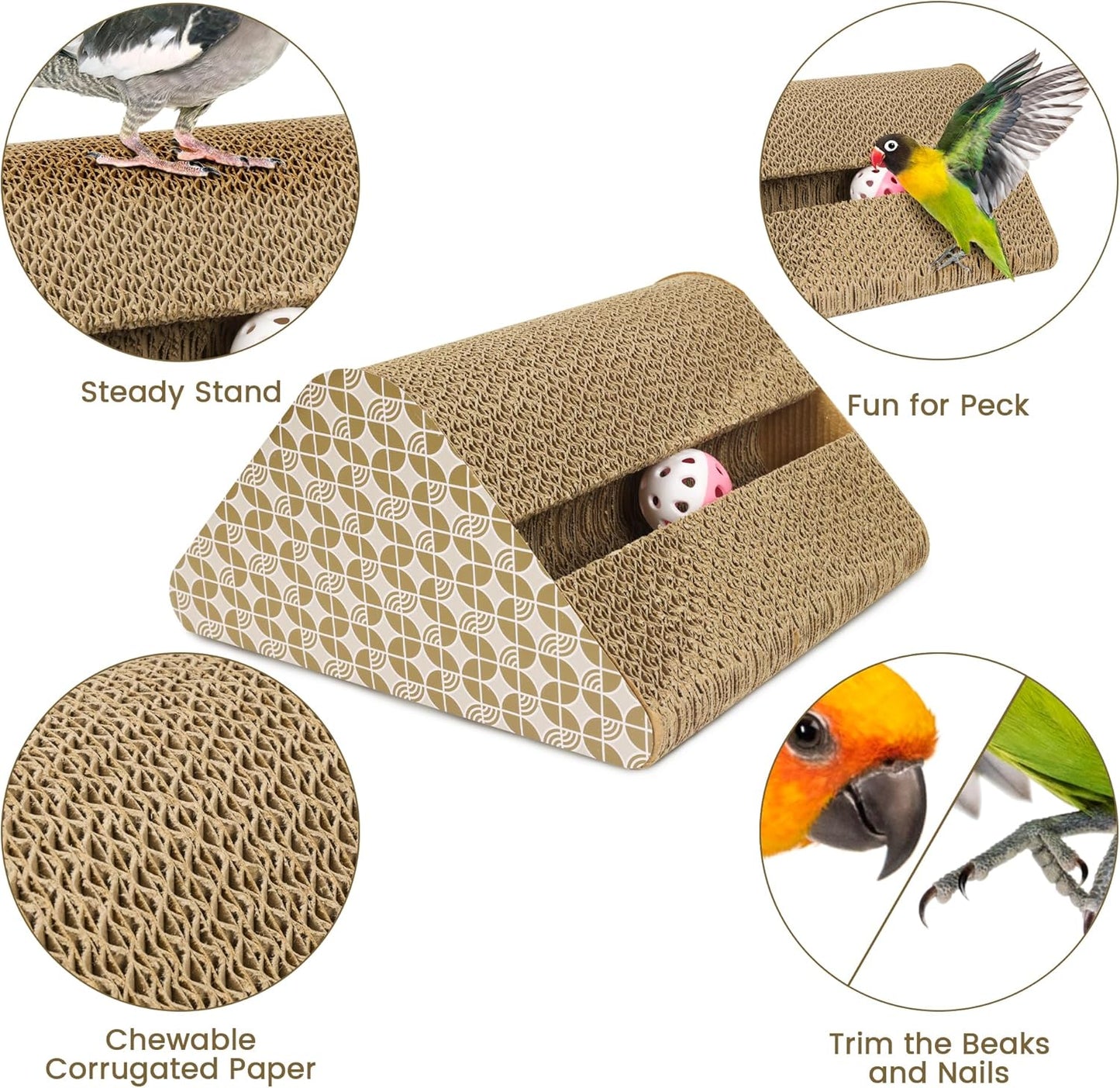 OSWINMART Parrot Cardboard Toy with Jingle Ball