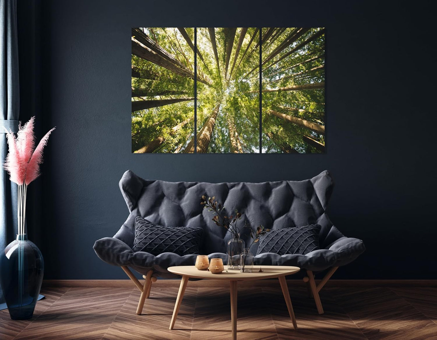 Nature Wall Art Prints - Ocean Forest Mountain Lake Canvas Landscapes - Small to Extra Large Living Room Bedroom Kitchen Bathroom Décor (Serenity in the Forest, 39L" x 59W" - 3 Panels)
