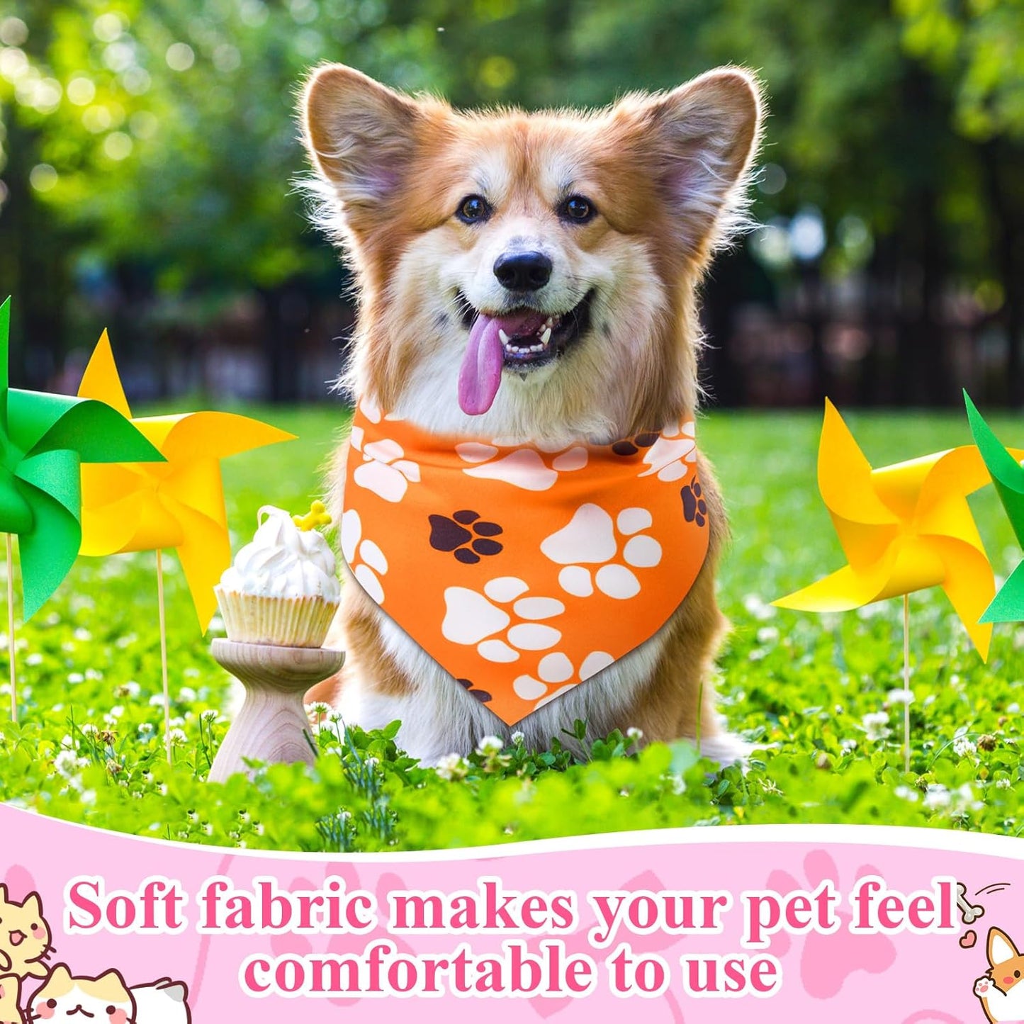 72 Pcs Paw Dog Bandanas Bulk Pet Triangle Scarf Cat Bibs Puppy Scarf Pet Bandanas for Puppy Cat Birthday Party Costume