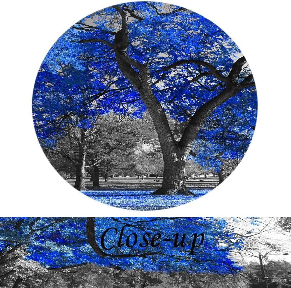 KREATIVE ARTS Canvas Print Wall Art Painting Contemporary Blue Tree In Black And White Style Fall Landscape Picture Modern Giclee Stretched And Framed Artwork (XLarge Size 80x40inch)