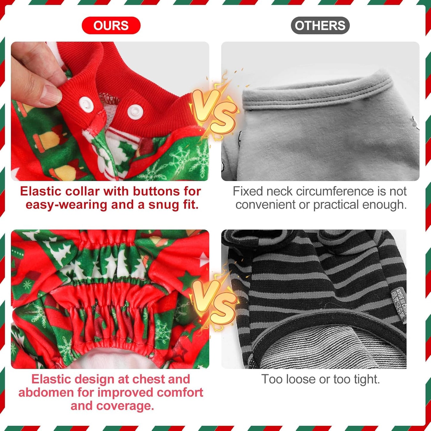 BEAUTYZOO Dog Christmas Pajamas Large Sized Dog, Christmas Doggie Pajamas for Boys Girls, Soft Fleece Cotton Puppy Pjs Jammies Onesies for Men Women, Pet Jumpsuit Body Suit Apparel Clothes, Red XXL