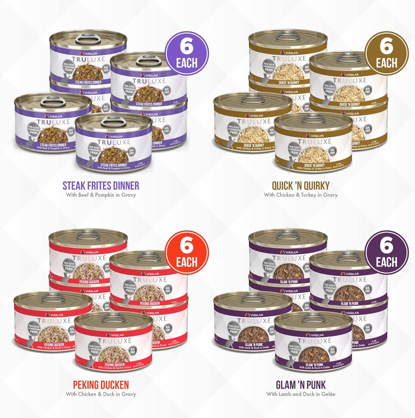 Weruva Truluxe Cat Food, Variety Pack, Truturf, Wet Cat Food, 3Oz Cans (Pack of 24)