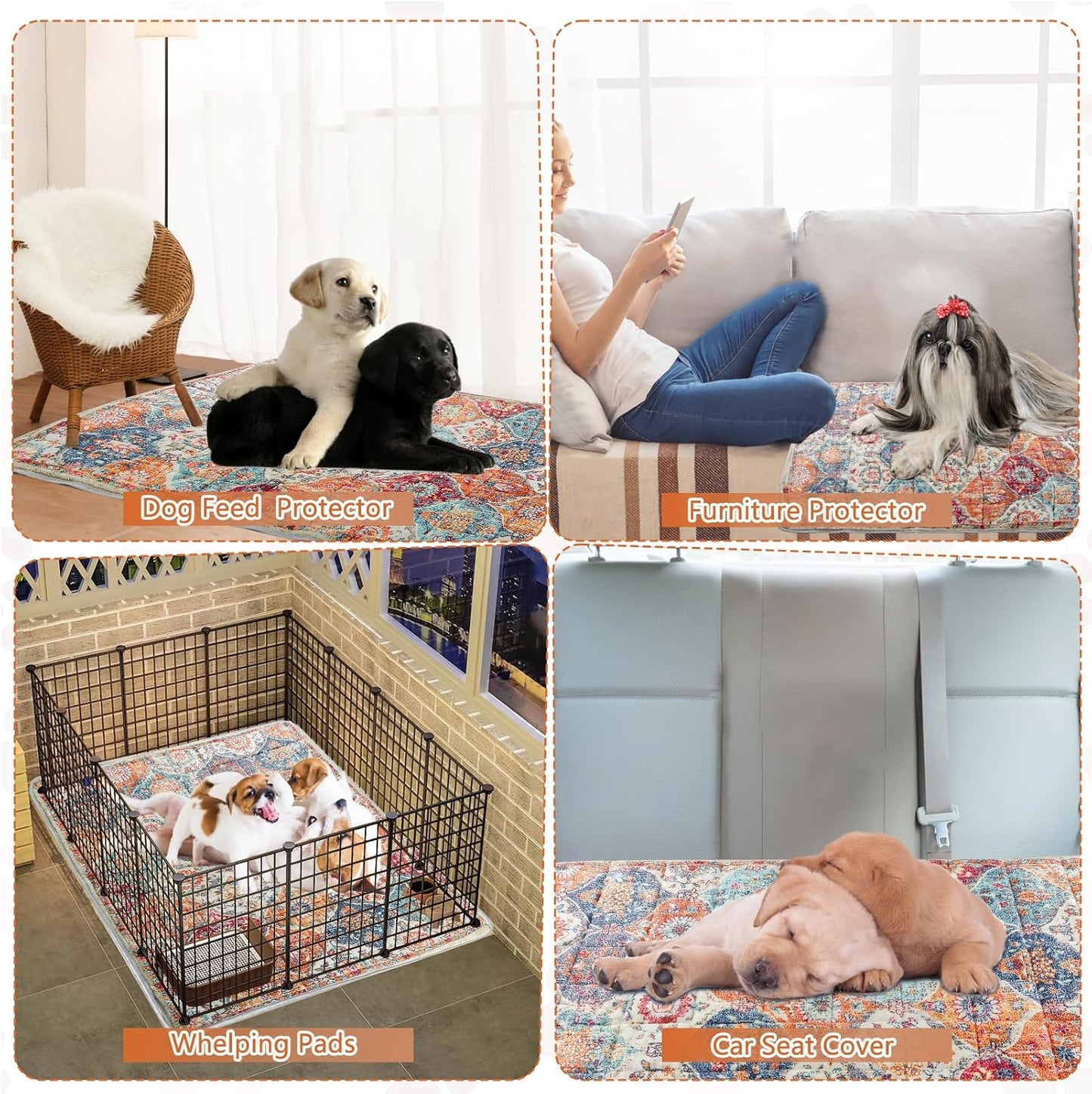 Washable Thickened Pee Pads for Dogs, 2 Pack (36"x42") Upgrade Reusable Puppy Pads with Non-Slip Rug, Super Absorbent Leakproof Puppy Training & Whelping Pads for Dogs, Doggie