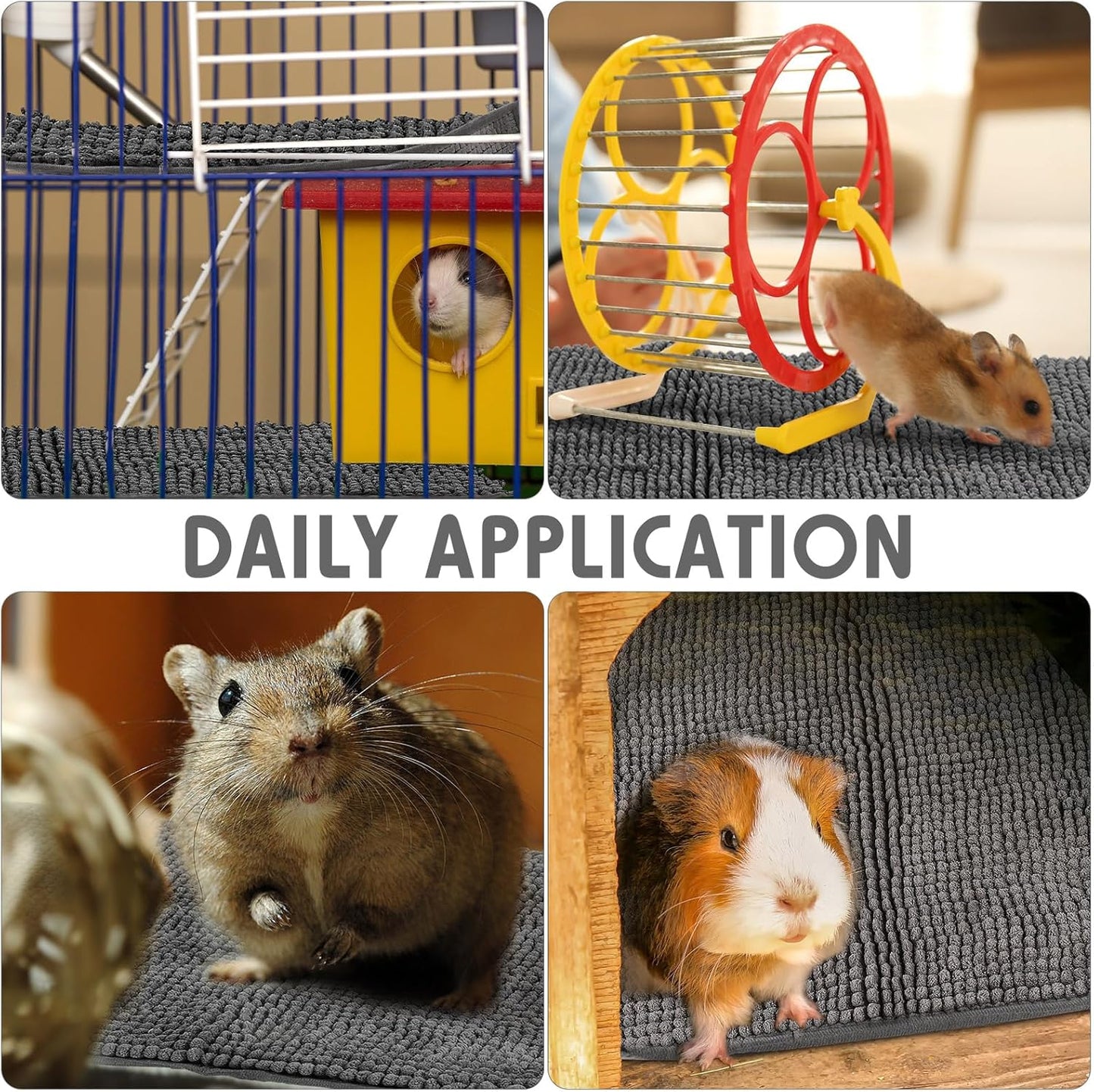 Amylove 4 Pcs Guinea Pig Cage Liner Guinea Pig Bedding Washable Fleece Pee Pads Reusable Small Animals Training Mat Small Animal Sleeping Bed for Bunny Hamster(Dark Gray,47 x 24 Inch)