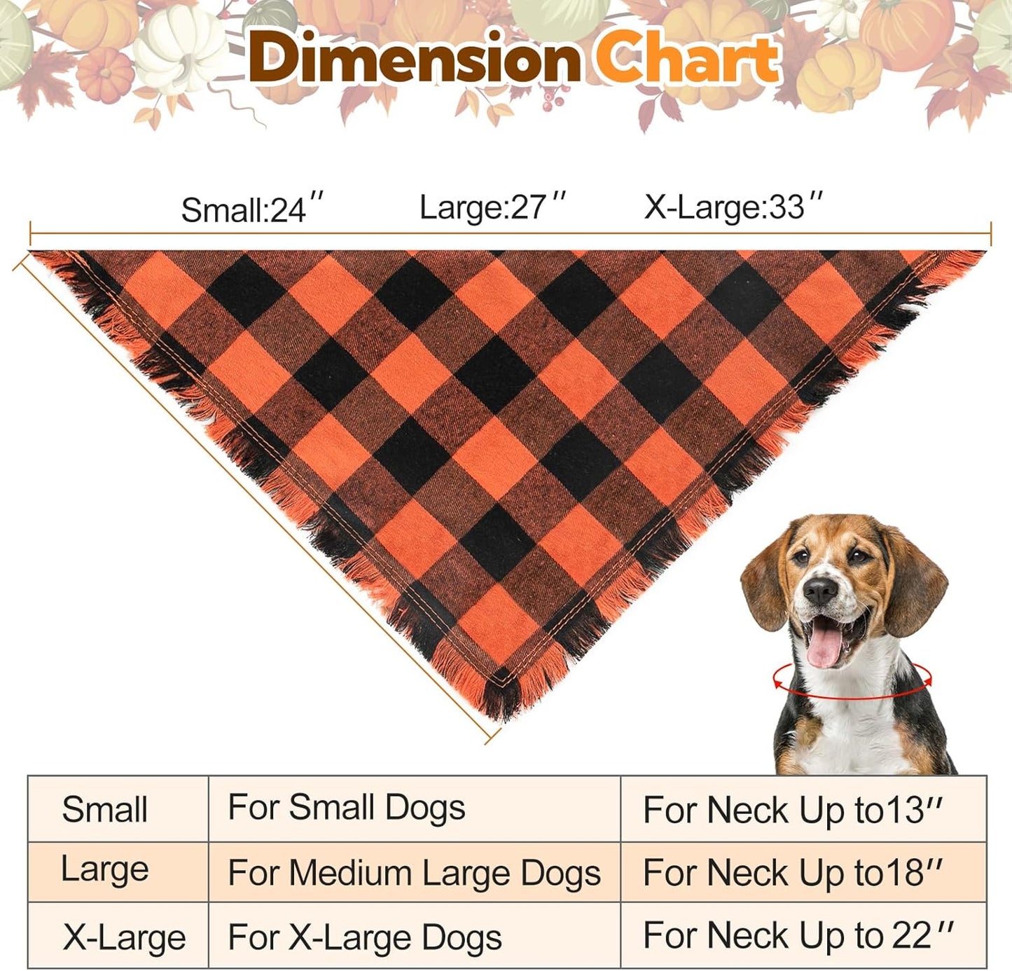 Kytely Fall Dog Bandana 2 Pack, Halloween Thanksgiving Dog Bandanas, Orange Plaid Pet Scarf for Boy and Girl, Holiday Bandana Reversible Triangle Bibs Accessories for Dogs Pets Small