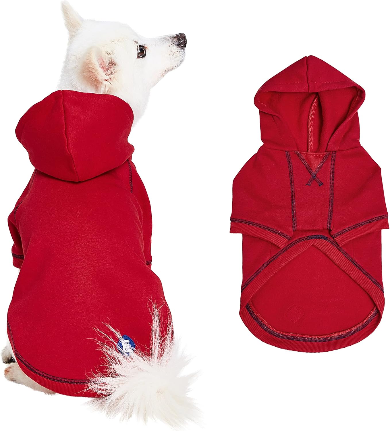 Blueberry Pet Essentials Soft & Comfy Better Basic Cotton Blend Dog Hoodie Sweatshirt in Red, Back Length 24",