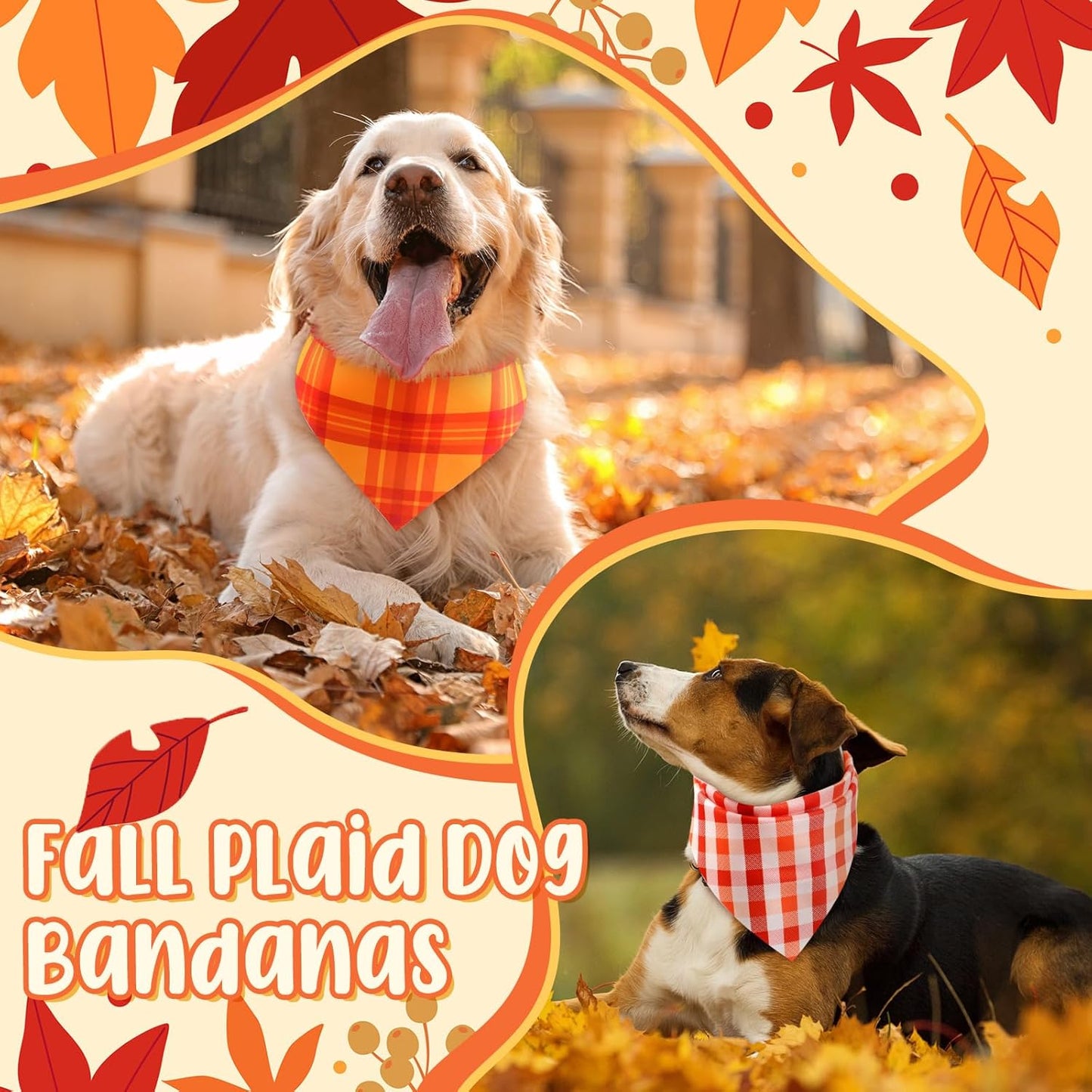 Abbylike 50 Pcs Fall Plaid Dog Bandanas Bulk Thanksgiving Bandanas for Dogs Triangle Kerchief Bibs Scarf for Pets Autumn Costume Photo Props Accessories Pet Shops, 25 Styles (31.5 x 21.7 x 21.7)