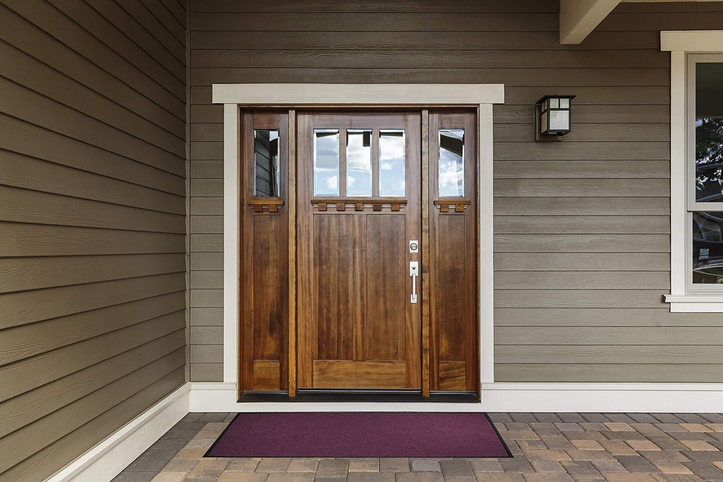 WaterHog Diamond | Commercial-Grade Entrance Mat with Rubber Border – Indoor/Outdoor, Quick Drying, Stain Resistant Door Mat (Medium Blue, 6' x 12')