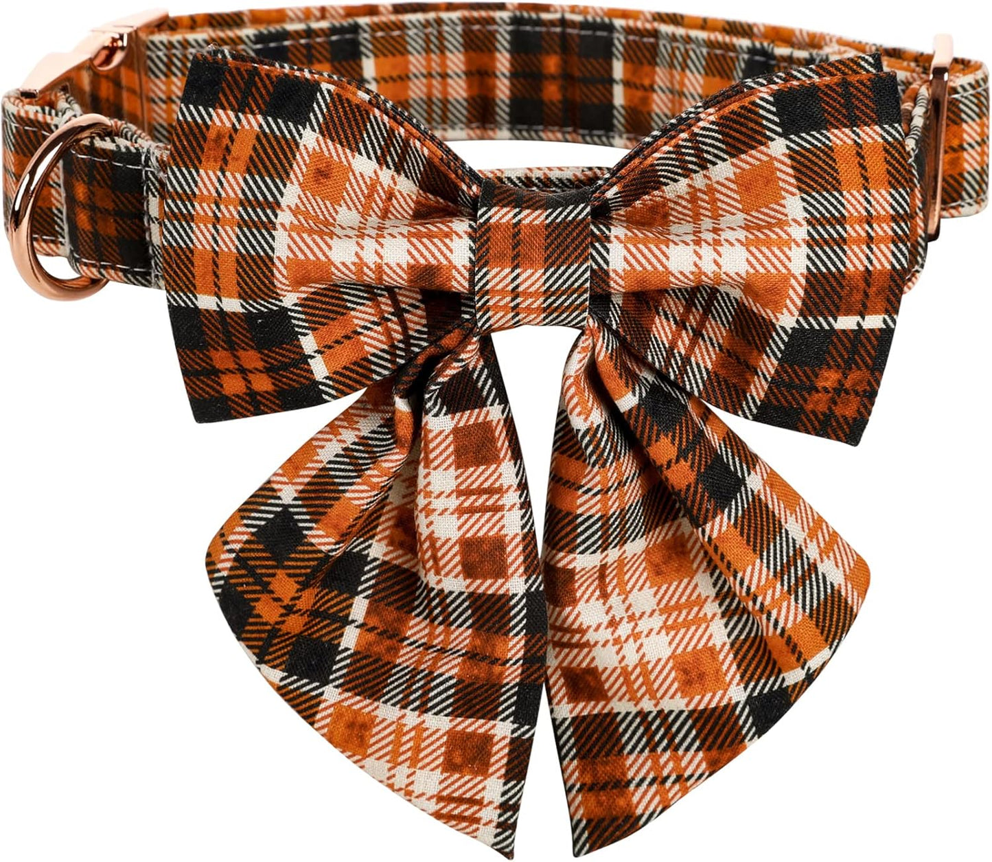 Lionet Paws Halloween Dog Collar with Bowtie - Cute Cotton Adjustable Fall Bowtie Dog Collar with Metal Buckle for Small Medium Large Dog Girl Boy Gift, XXS, Neck 7-11in