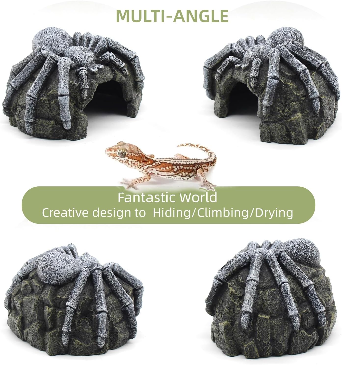 Reptile Rock Cave Hideouts Terrarium Habitat Decor Gecko Tank Accessories for Fish, Reptiles, Amphibians,Frogs, Snakes,Lizards,Shrimps, Spiders and Small Animals Crab