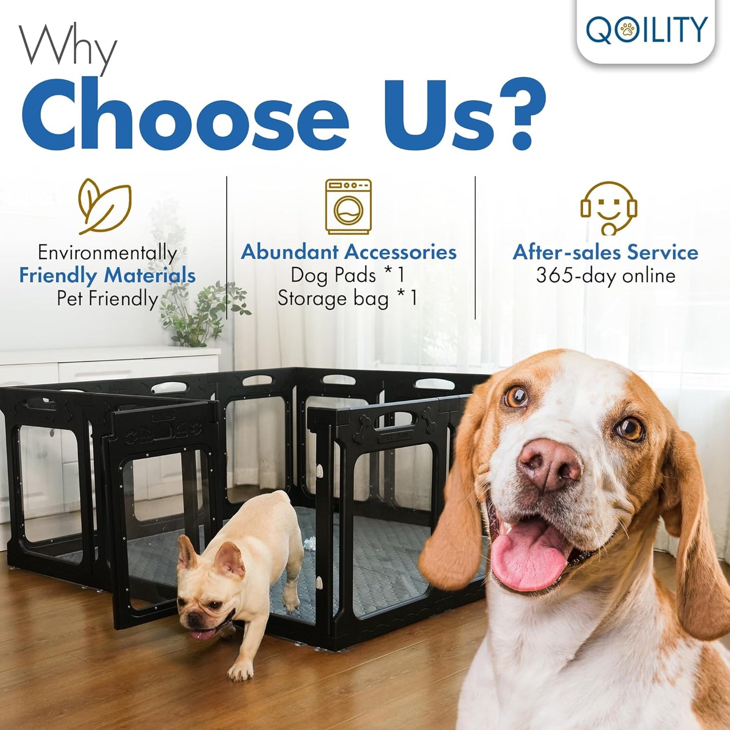 Clear Playpen for Dogs Indoor, Effectively Relieves Indoor Pet Anxiety, 56" x 37" x 23.6"H, Suitable for Dogs and Puppies, Black