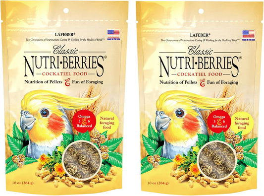 LAFEBER'S Classic Nutri-Berries Pet Bird Food, Made with Non-GMO and Human-Grade Ingredients, for Cockatiels (10 oz Pack of 2)