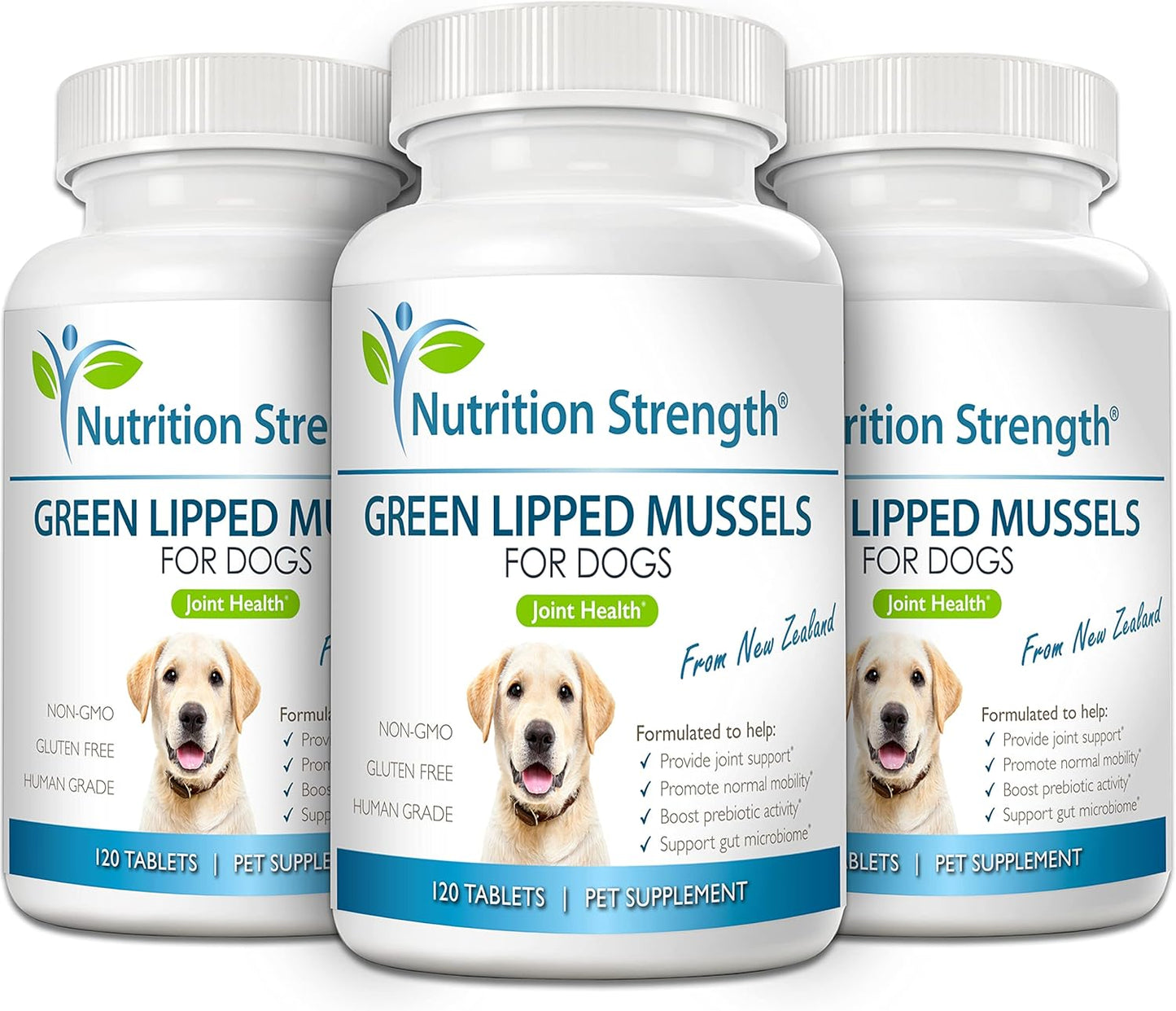 Green Lipped Mussels for Dogs for Joint Support & Inflammatory Relief, Promote Normal Mobility & Flexibility, Boost Prebiotic Activity, Support Gut Microbiome, 120 Chewable Tablets